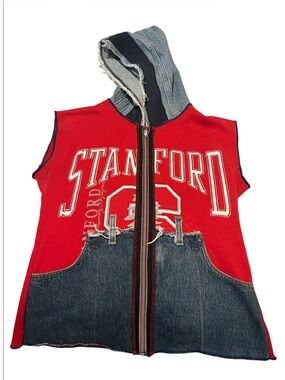 Stanford Up Cycled Denim Hooded Zipper Vest